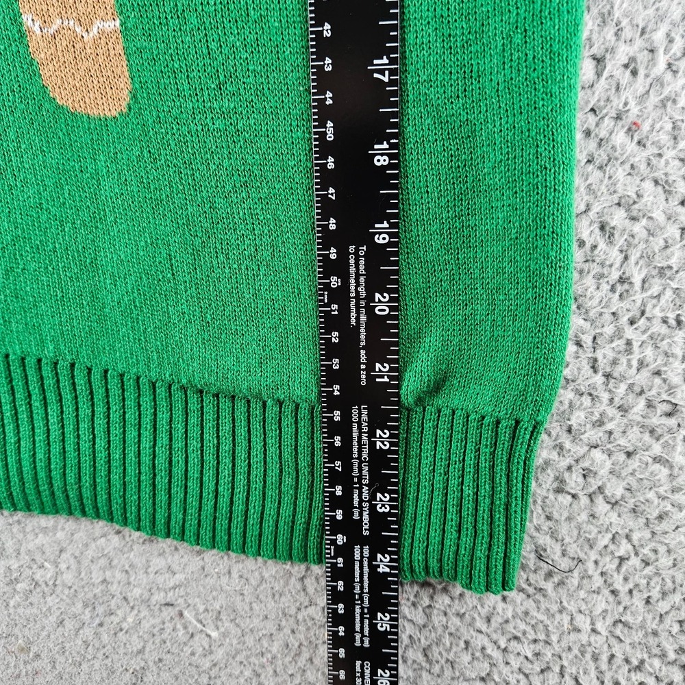 Ugly Christmas Sweater Womens XXL Green Fair Isle Gingerbread Man Oh Snap - Picture 12 of 16